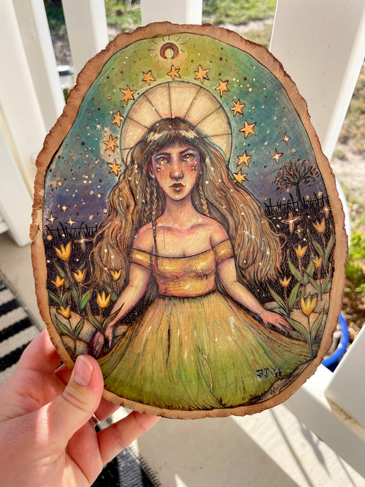 Twilight’s Muse (Original Painted Woodburning)