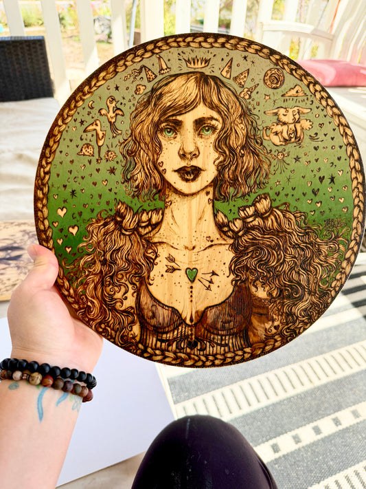 Queen of Hearts (Original Woodburning)