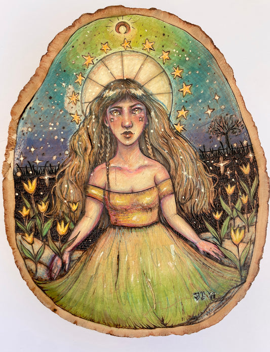Twilight’s Muse (Original Painted Woodburning)