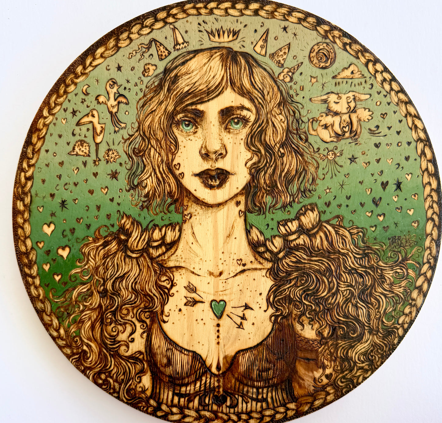 Queen of Hearts (Original Woodburning)