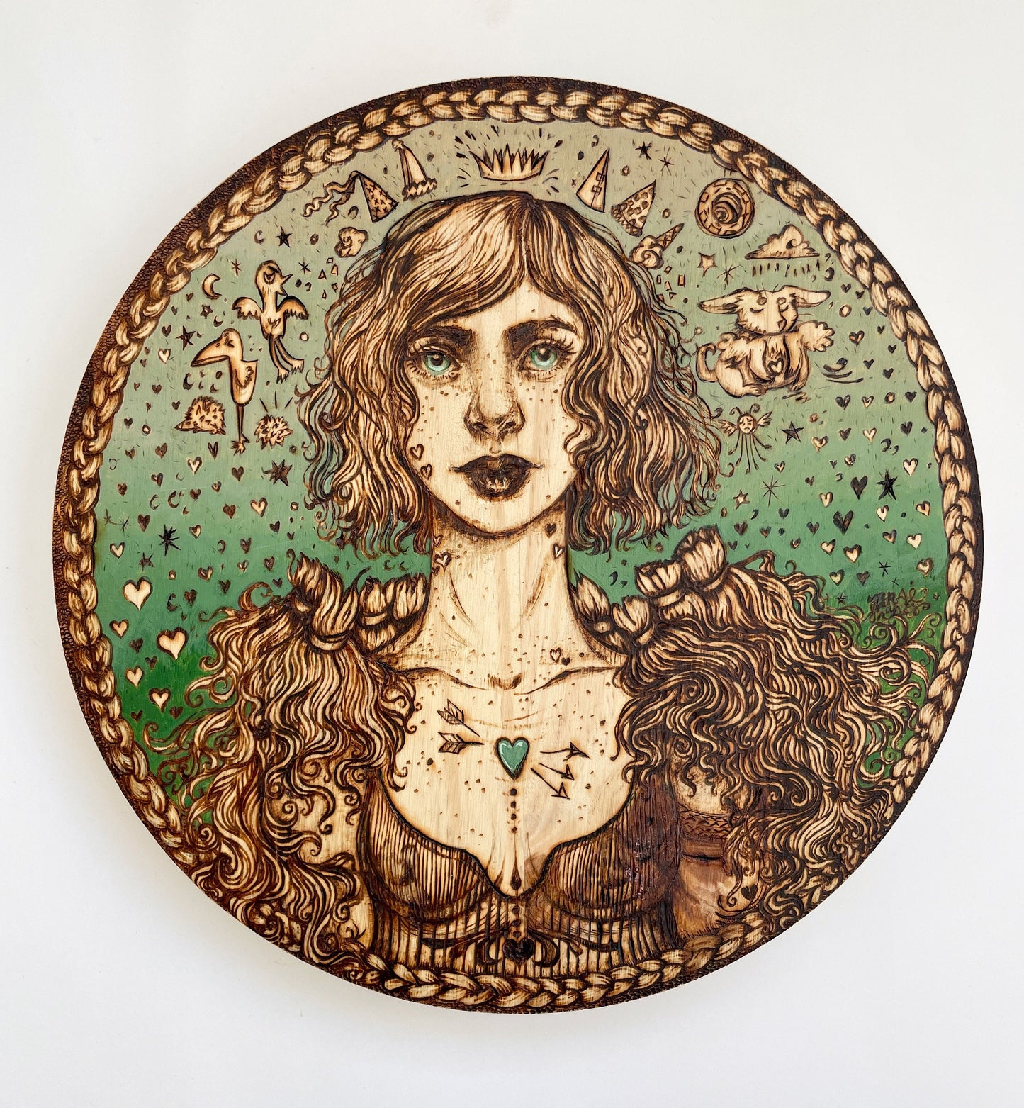Queen of Hearts (Original Woodburning)