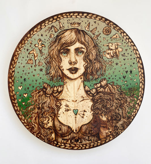 Queen of Hearts (Original Woodburning)